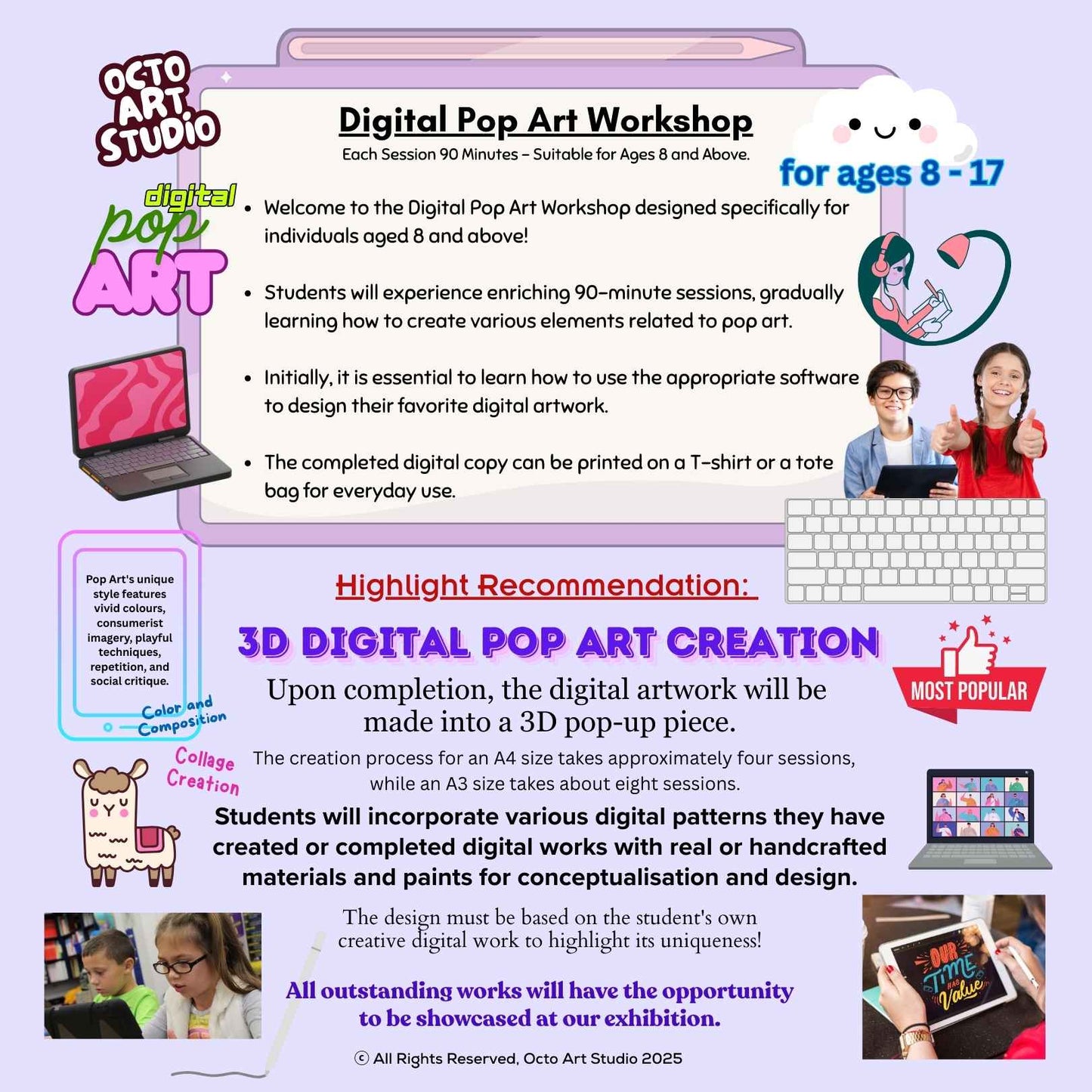 Digital Pop Art Workshop 90 Mins Age 8+ 數碼流行藝術工作坊 90分鐘 8歲以上