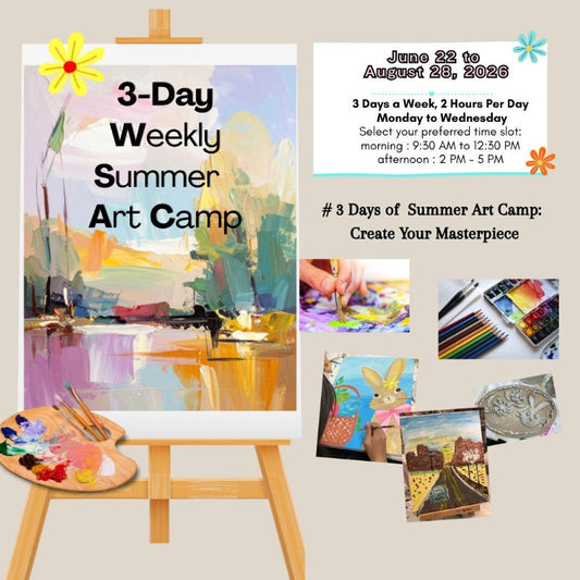 3-Day Weekly Summer Art Camp – Acrylic, Watercolor & Creative Crafts | 3 日暑期藝術營 – 塑膠彩、水彩畫及創意手作
