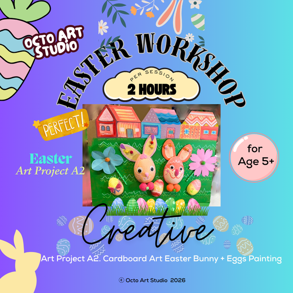 🐣 Easter Holiday Workshop A2 Cardboard Art Easter Bunny+ Painting Easter Eggs